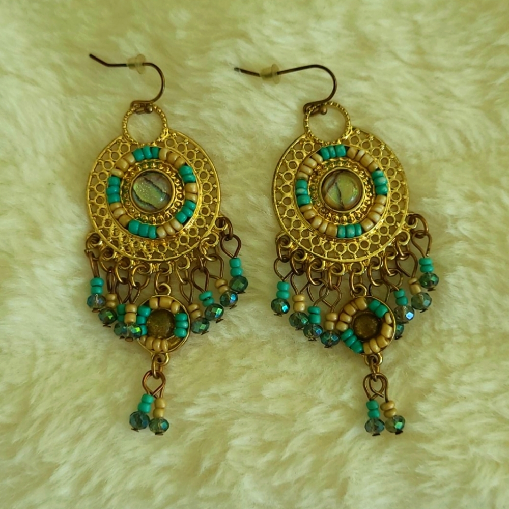 BOHO GOLD SND TURQOUIOSE EARRINGS